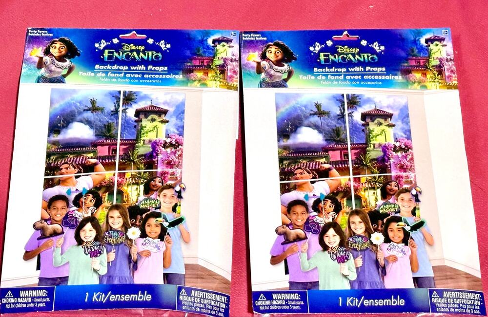 2 Disney Encanto Backdrop 12 Props Kit & 4-piece wall scene setter of the Casita